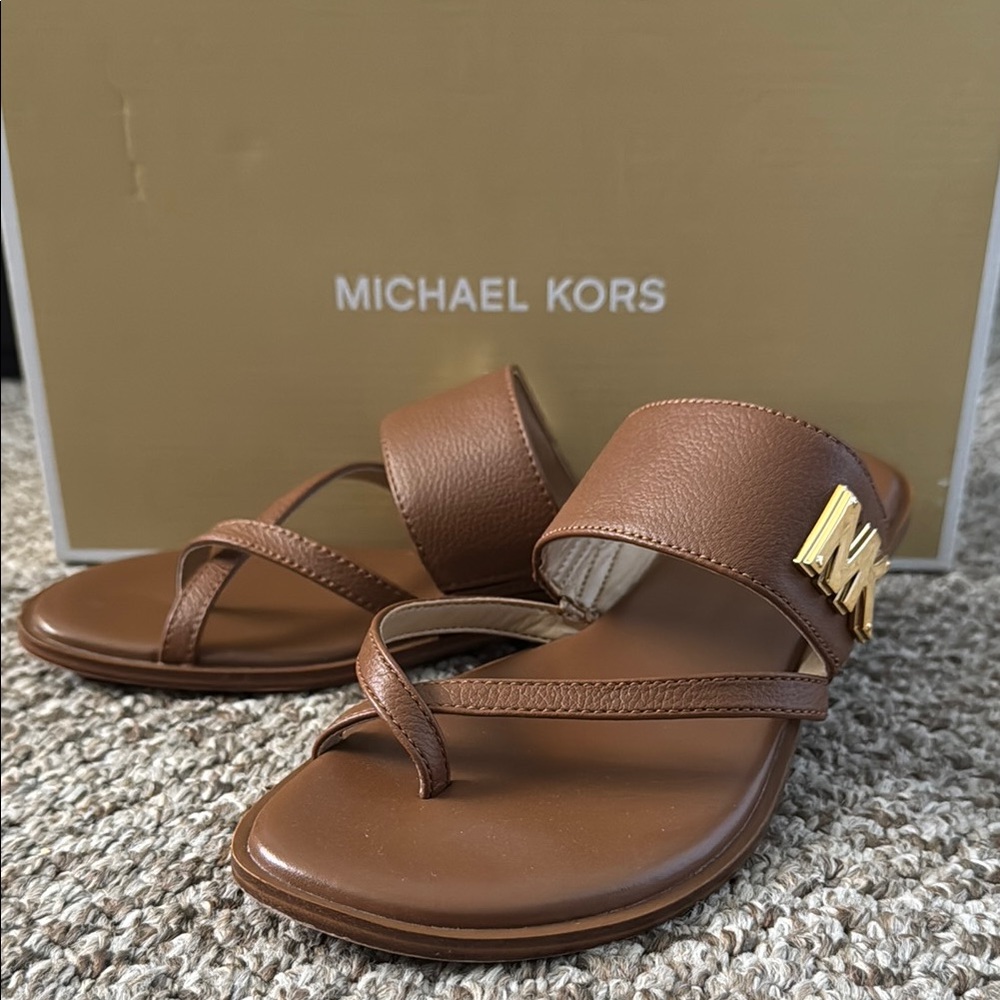Michael Kors Tan Sandals with Gold Accent
